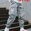 5XL Plus Size Spring Summer Men Casual Cargo Pants Pockets Black Loose Out Door Elasticity Sports Oversize Pants 46 48 50 52