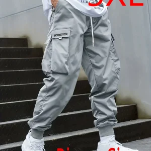5XL Plus Size Spring Summer Men Casual Cargo Pants Pockets Black Loose Out Door Elasticity Sports Oversize Pants 46 48 50 52