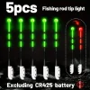 5pcs Fishing Bite Indicator Set, Light Changes from Green to Red When Bitten, Rod Tip Glow Stick for Night Fishing
