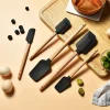5pcs Wooden Handle Silicone Scrapers Set High Temperature Baking Scraper Shovel Resistant Cream Cake Spatula Kitchen Bakeware