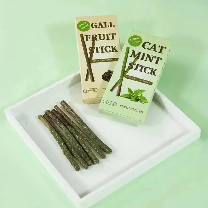 6-24Pcs Natural Matatabi Cat Stick Mint Caught Bite Excited Rods Silvervine For Cat Teeth Cleaning Treating Pet Supply Cat Toys