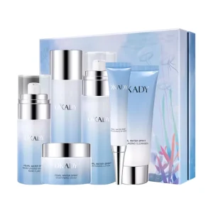 6-Piece OKADY Organic Skin Care Set for Women Hydrating Pearl Regimen Includes Cleanser Exfoliator Serum Moisturizer & Mask
