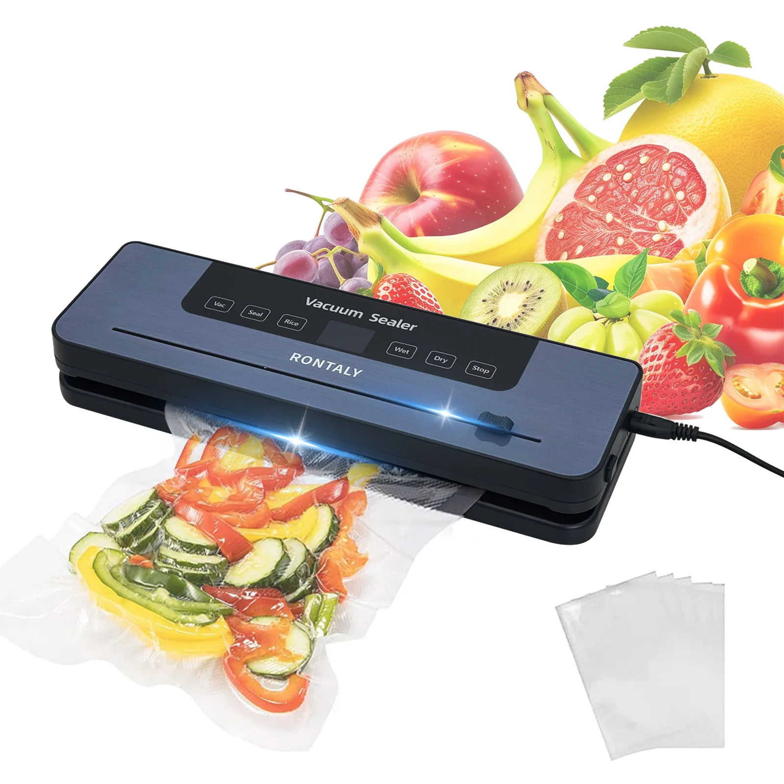 6 in 1 Vacuum Sealer Machine 30cm Longer Seal Food Sealer Built-In Cutter, Keep Meat Vegetables Snacks Fruits Grains Fresh - Image 3