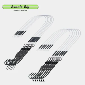 6 pcs Ronnie Rigs Carp Fishing Ready Tied HookLink, Fluorocarbon Carp Rigs for Carp Fishing #2#4#6 Hook
