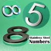60mm Stainless Steel Self Adhesive House Number Sticker Metal Doorplate Home Door Plaque Numbers Sign For Mailbox Street Numbers