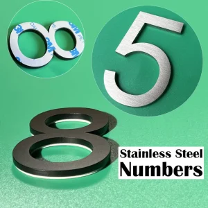 60mm Stainless Steel Self Adhesive House Number Sticker Metal Doorplate Home Door Plaque Numbers Sign For Mailbox Street Numbers