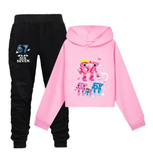 67 Brainrot Steal a Brainrot Clothing Suits Girls Half-Waisted Short Hoodie with Double Sleeves Six-Seven Printed Sportswear Set