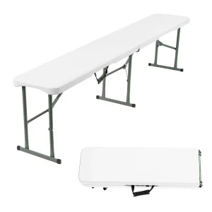 6FT Plastic Folding Bench Portable Outdoor Bench for Picnic Camping Garden