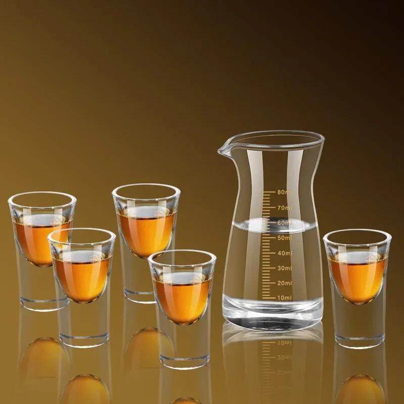 6PCs Glass Set Transparent 15ml Shot Glass Thickened Bottom Liquor Cup Bullet Cups One Mouth Small Cup Wine Drinkware Wholesale - Image 3