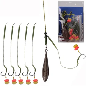 6Pcs Pre tied Carp hooks with Leadcore wire Leader 80g Carp Fishing weight Chod Helicopter Rigs Carp Fishing Tackle