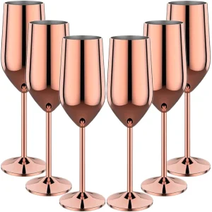 6Pcs Stainless Steel Unbreakable Metal Wine Glasses 220ml/250ml Cocktail Cups for Bar Drinking Glasses