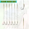 6pcs Carp Fishing Ready Made Blow Back Rigs - Alloy Steel PTFE Coated Barbed Curve Shank Hooks Size 2/4/6 - Hair Rig Kit