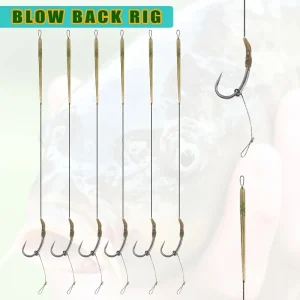6pcs Carp Fishing Ready Made Blow Back Rigs - Alloy Steel PTFE Coated Barbed Curve Shank Hooks Size 2/4/6 - Hair Rig Kit