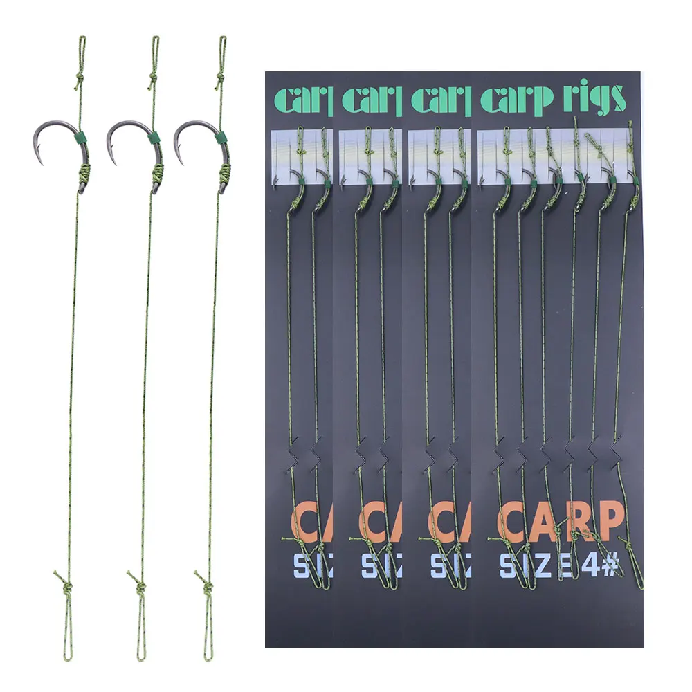 6pcs Carp Fishing Ready Tied Hair Rigs Alloy steel Carp Fishing Hook Braided Line For Method Feeder Fishing Accessories Tackle - Image 2