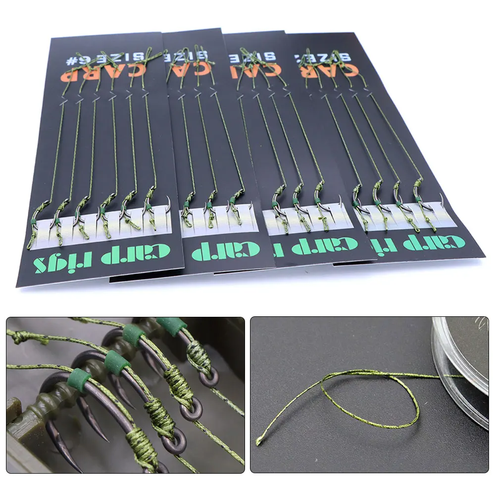 6pcs Carp Fishing Ready Tied Hair Rigs Alloy steel Carp Fishing Hook Braided Line For Method Feeder Fishing Accessories Tackle - Image 5