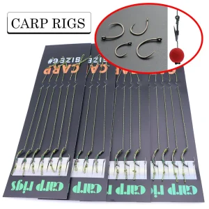6pcs Carp Fishing Ready Tied Hair Rigs Alloy steel Carp Fishing Hook Braided Line For Method Feeder Fishing Accessories Tackle