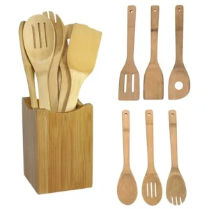 6pcs Kitchen Utensils Set Non-Stick Cookware For Kitchen Wooden Handle Soup Spoon Spatula Rice Spoon Shovel Kitchen Sets