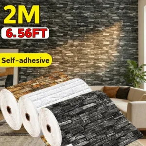 70cmx2m Brick Pattern 3D Wallpaper Sticker Self-adhesive Waterproof Stain-resistant Living Room TV Backdrop Modern Home Decor