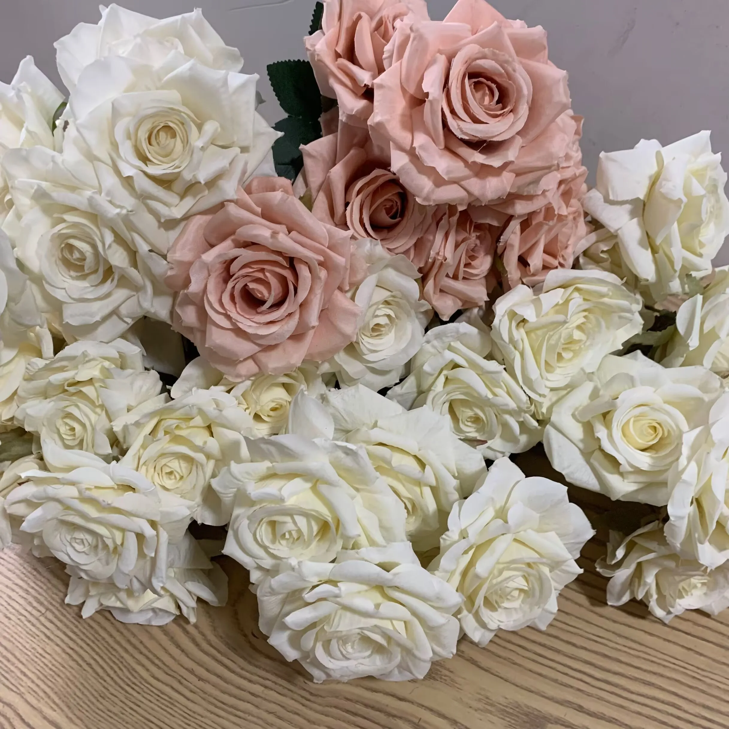 7Heads Roses Bouquet Artificial Flower White Beige Ivory Vintage Rose Living Room Dry Flower Decoration Wedding - Image 5