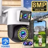 8MP WiFi Surveillance Camera Dual Lens IP Camera 10X Digital Zoom PTZ 4K ONVIF Human Detect Night Vision Outdoor Security Yoosee