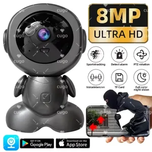 8MP Wifi Security Camera Indoor HD Baby Monitor Smart Home Two Way Audio Tracking Night Night Vision Robot PTZ IP Cameras