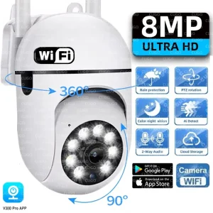 8MP Wifi Surveillance Camera Wireless IP Camera Color Night Vision Motion Detection Two-Way Audio Smart Home Security Protection