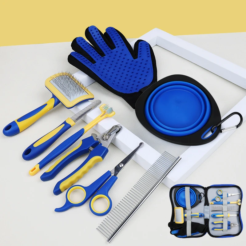 8pcs Complete Grooming Pet Brush Beauty Kit Cleaning Brush Storage Bag Dogs Nail Clipper Flea Comb Cat Hair Removal Brush Kits - Image 5