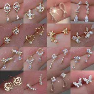 925 Silver Needle Zircon Earrings Hypoallergenic Fashion Ear Studs Female Pendant Tassel Pendant Earrings for Women Jewelry Gift