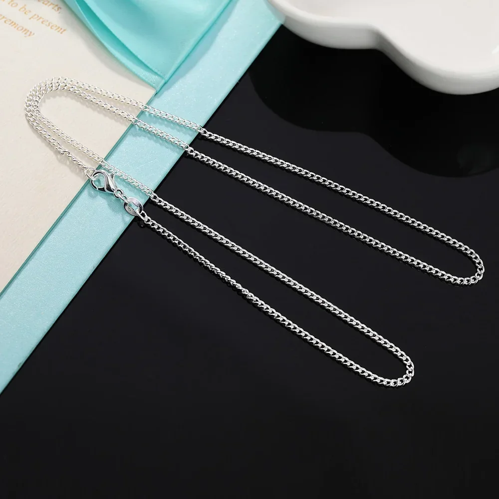 925 Sterling Silver 40-75CM LONG 2mm Width Side Chain Necklace For Women Man Fashion Wedding Charm Jewelry - Image 2
