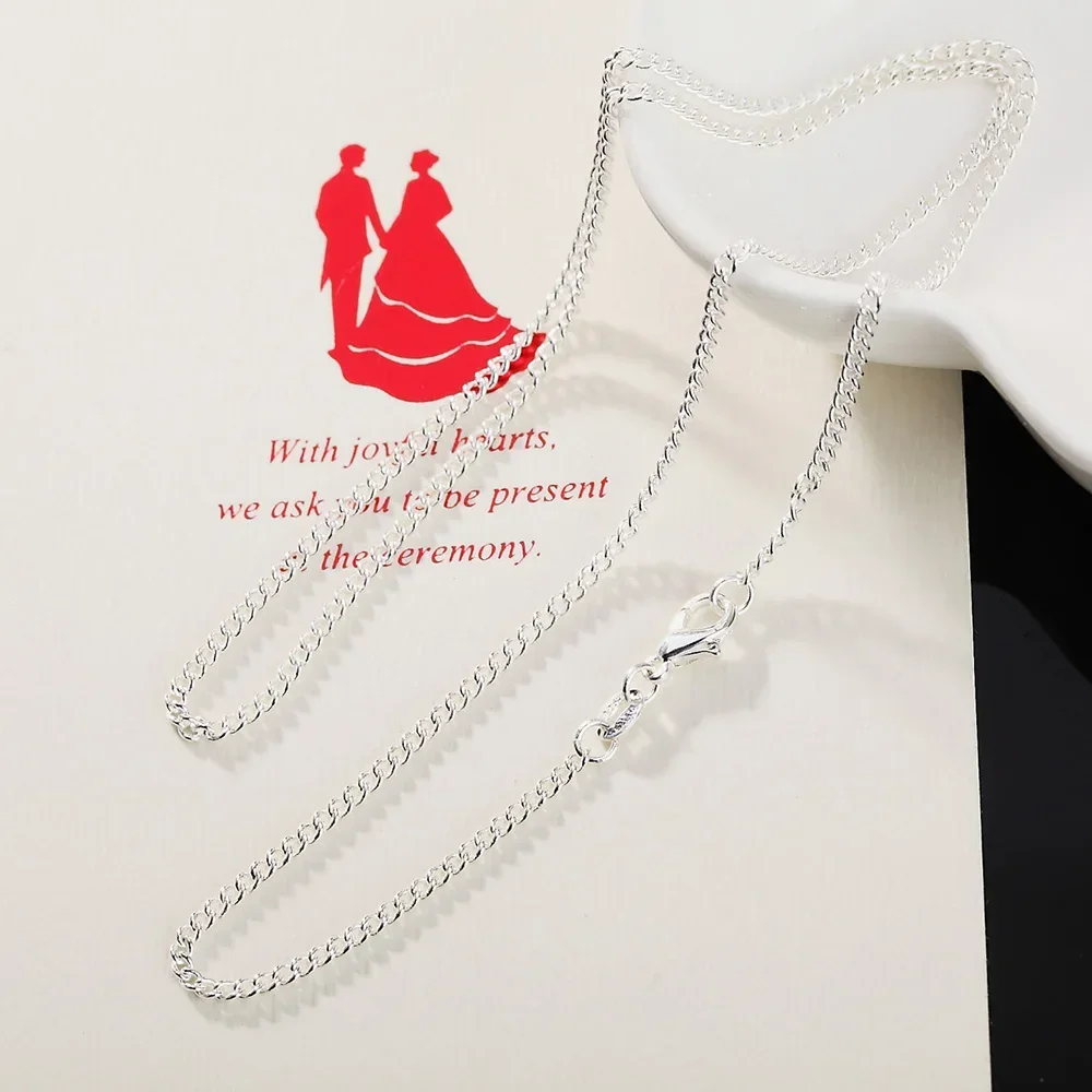 925 Sterling Silver 40-75CM LONG 2mm Width Side Chain Necklace For Women Man Fashion Wedding Charm Jewelry - Image 4