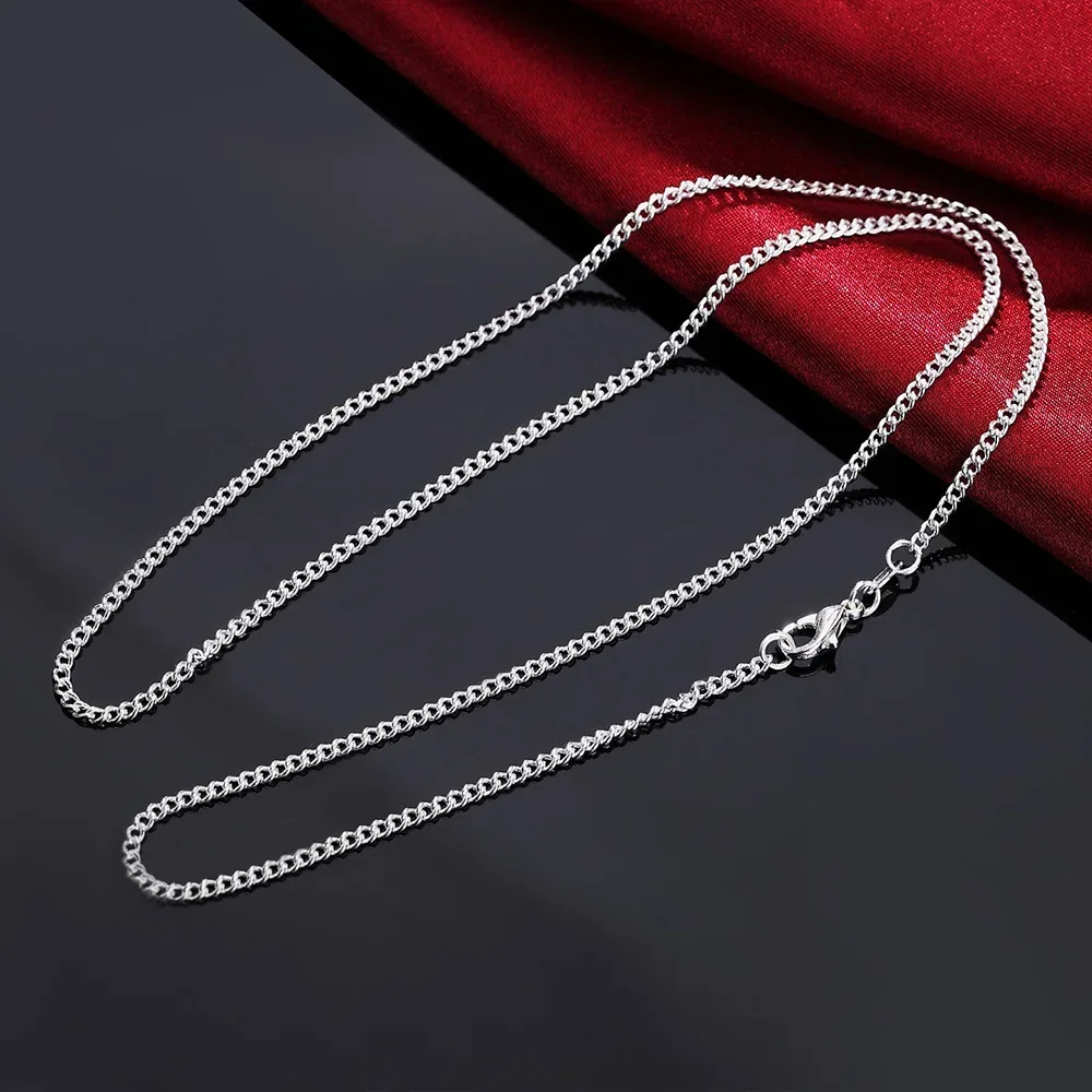 925 Sterling Silver 40-75CM LONG 2mm Width Side Chain Necklace For Women Man Fashion Wedding Charm Jewelry - Image 3