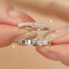 925 Sterling Silver Bow Couple Open Ring Wedding Proposal Ring Flash Diamond Men and Women Pair Ring New Fashion Jewelry Gift