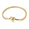 925 Sterling Silver Bracelets 17-20CM Original Golden Sparkling Heart Shaped Bracelet Fit DIY Charms Beads Fashion Women Jewelry