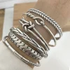 925 Sterling Silver Bracelets for Women Chain Accessories Trend Vintage Simple Heart Pendant Party Jewelry Gift