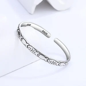 925 Sterling Silver Bracelets for Women Men String Accessories Trend Vintage Fish Shape Pendant Party Jewelry Gift