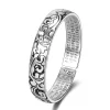 925 Sterling Silver Fashion Creative Blessing Embossed Bracelet Birthday Party Anniversary Gift