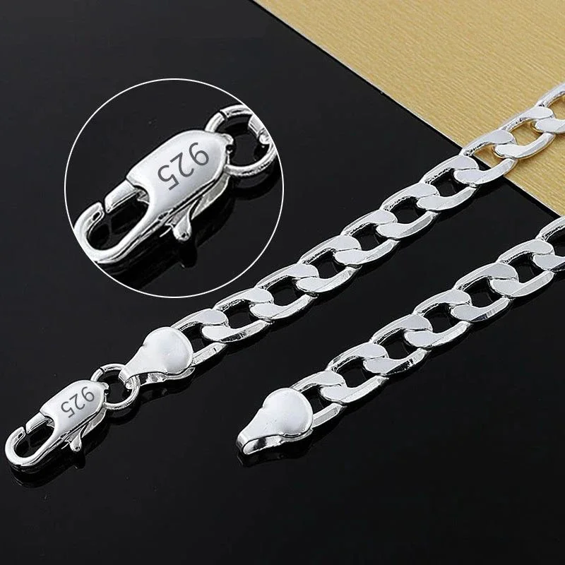 925 Sterling Silver Necklace For Men's women 16/18/20/22/24 Inches Classic 6MM Chain Luxury Jewelry Wedding Christmas Gifts - Image 3