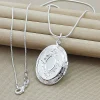925 Sterling Silver Oval Round Photo Frame Pendant Necklace 18/20-28/30 Inch Snake Chain For Woman Man Wedding Jewelry