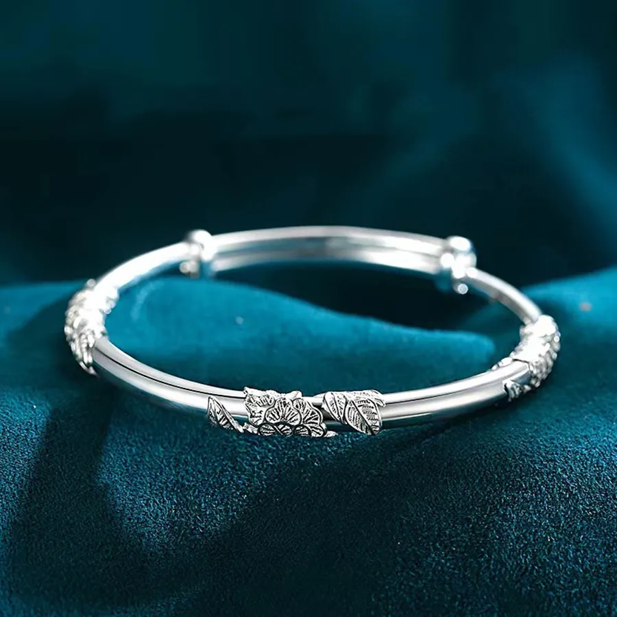 925 sterling silver original designer blooming flowers bracelets Bangles for women fashion party wedding jewelry Adjustable gift - Image 3