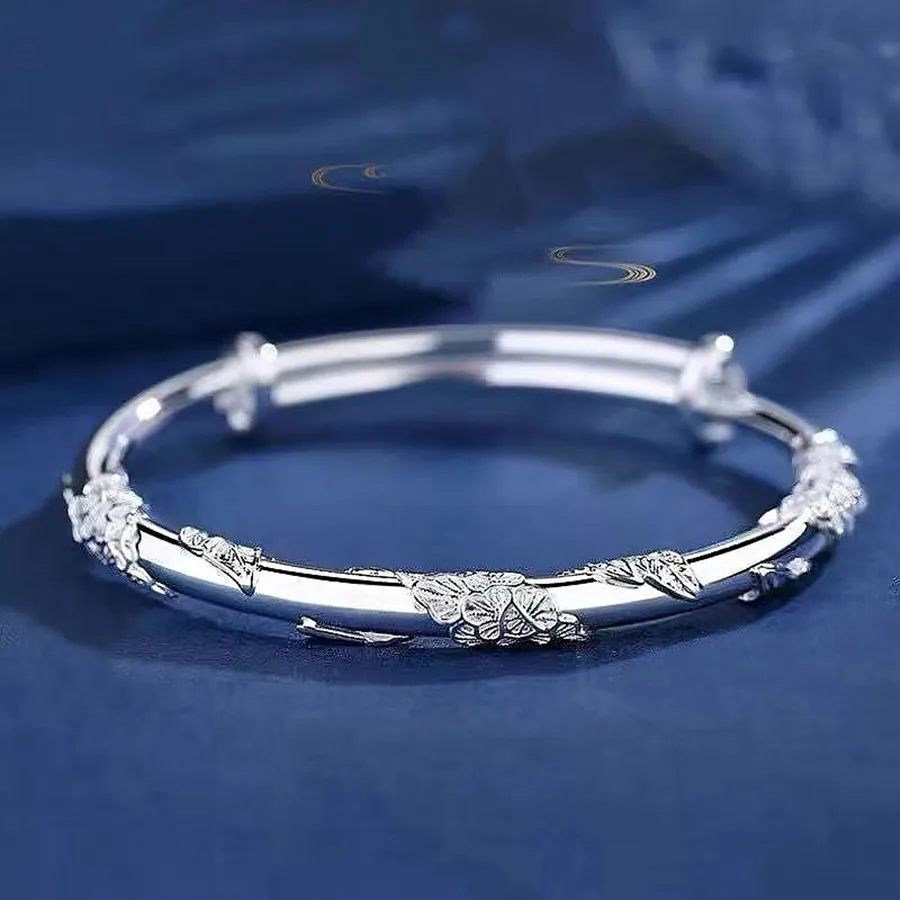 925 sterling silver original designer blooming flowers bracelets Bangles for women fashion party wedding jewelry Adjustable gift - Image 4