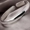 999 Sterling Silver Cuff Polishing Retro Bracelet Bangles For Women Party Wedding Jewelry Accessories Argent 925