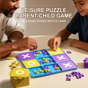 A Nine-Square Xo Tic-Tac-Toe Board Game Suitable for Boys and Girls, Early Education Tabletop Game That Trains Logical Thinking