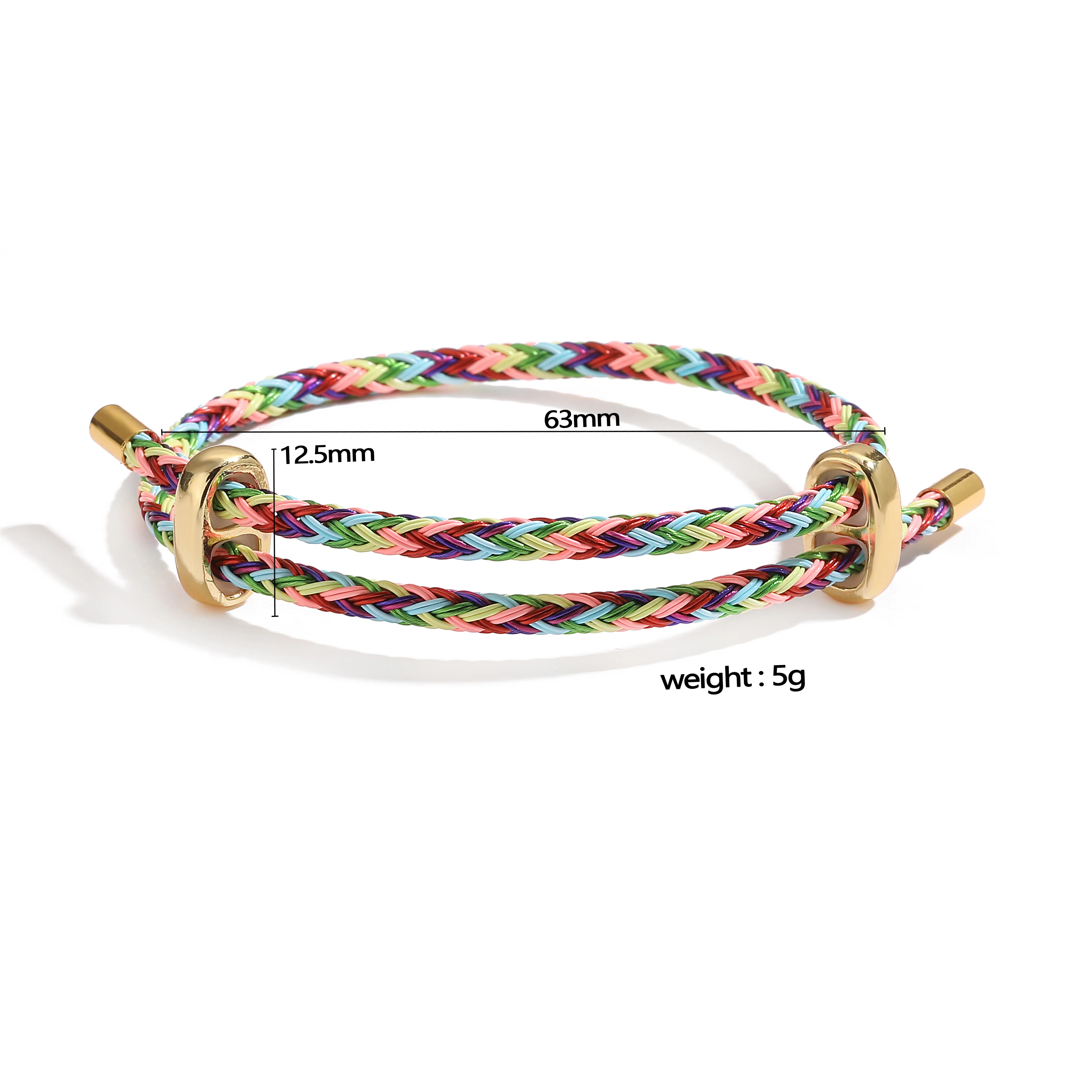 Adjustable Drawstring Bracelet, Black & Brown Cowhide-Textured Multicolor Braided Cord - Unisex Couple's Accessory - 1 Piece - Image 4