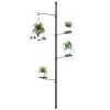 Adjustable Plant Stand Indoor, 4Tier Metal Telescopic Pole Flower Pot Display Rack, Corner Storage Shelf with 3 Trays 1 Hanger,