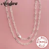 Andara 45-60cm Wholesale 925 Sterling Silver 3mm Wide Paper Clip Necklace for Boys Girls Women Fine Jewelry Wedding Party