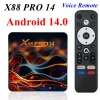 Android 14 TV Box X88 Pro 14 RK3518 Quad Core 2GB RAM 16GB ROM 4K LAN 100M Wifi6 BT 5.0 Voice Remote Media Player Set Top Box