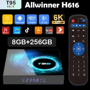 Android14 T95 Smart TV Box 8GB 256GB Allwinnerh616 Media Player Dual WiFi Bluetooth 5.4 Remote Support Google Voice Set Top Box