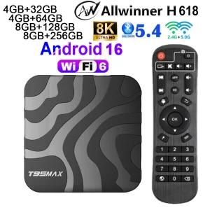 Android16 TV Box T95MAX AllwinnerH618 2.4G&5G Dual Wifi6 Support HD 4K 8K Video Quad Core Cortex A53 Google Netflix Media Player