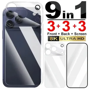 Anti-Scratch Glass Film for IPhone 17 17pro/17promax Air Soft Back Hydrogel Film Tempered Glass Screen Lens Protector for IPhone