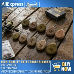 Anti Tangle Fishing Sinker with | Lead Weight for Carp Fishing | Multiple | European Style Tackle Accessories